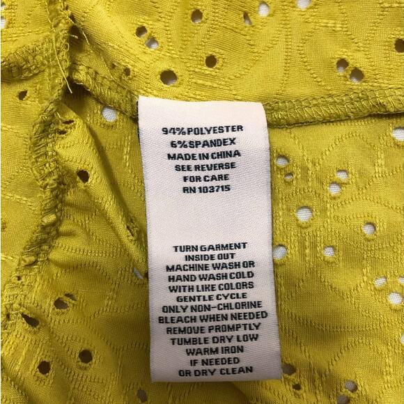 Nanette Lepore Yellow Peplum Eyelet Blouse Top - Picture 9 of 10